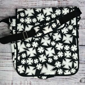 Bioworld Iron Cross Black White Large Crossbody Messenger Bag Please Read G20